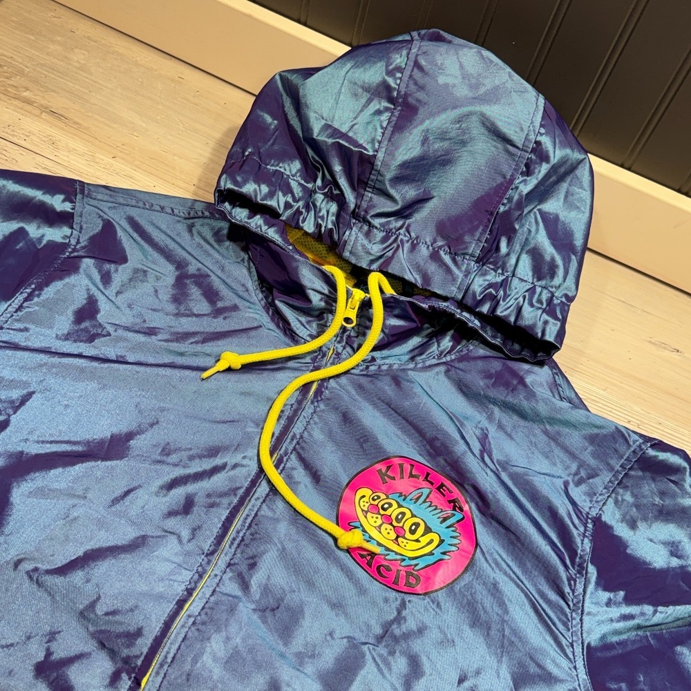Killer Acid Jacket Mens Large Windbreaker Psychedelic Graphic Print No Bad Trips